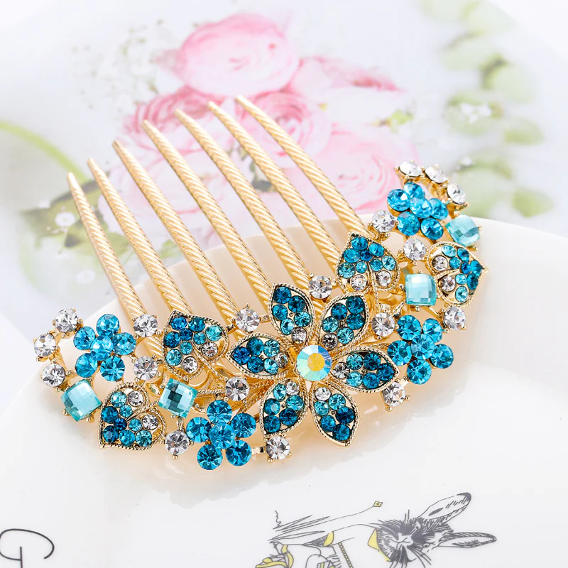 Rhinestone Hollow Out Colorful Flower Hair Pin - Image 37