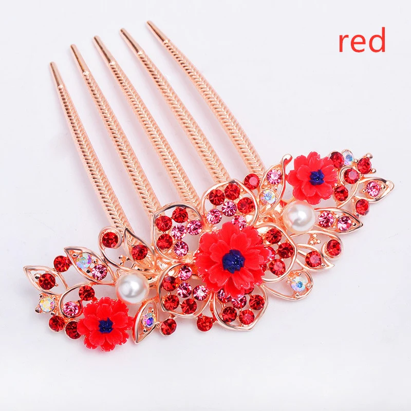 Rhinestone Hollow Out Colorful Flower Hair Pin - Image 4