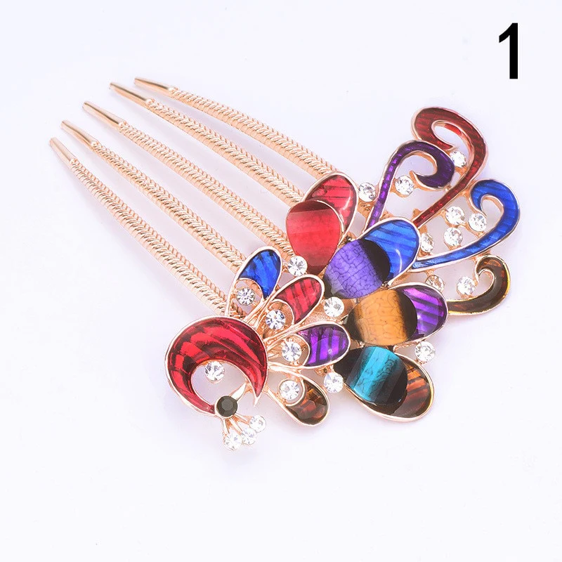 Rhinestone Hollow Out Colorful Flower Hair Pin - Image 6