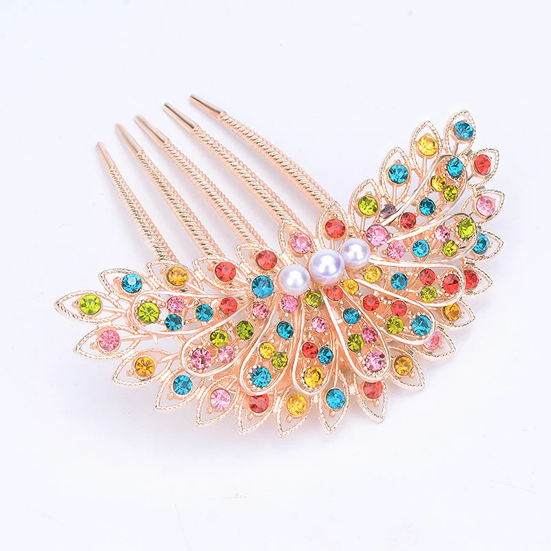 Rhinestone Hollow Out Colorful Flower Hair Pin - Image 7