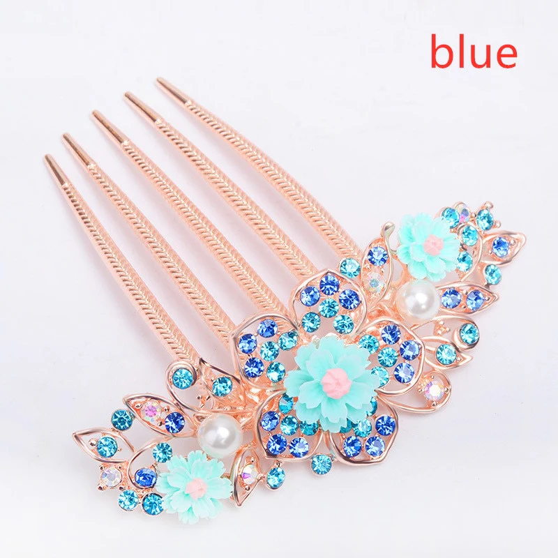 Rhinestone Hollow Out Colorful Flower Hair Pin - Image 9