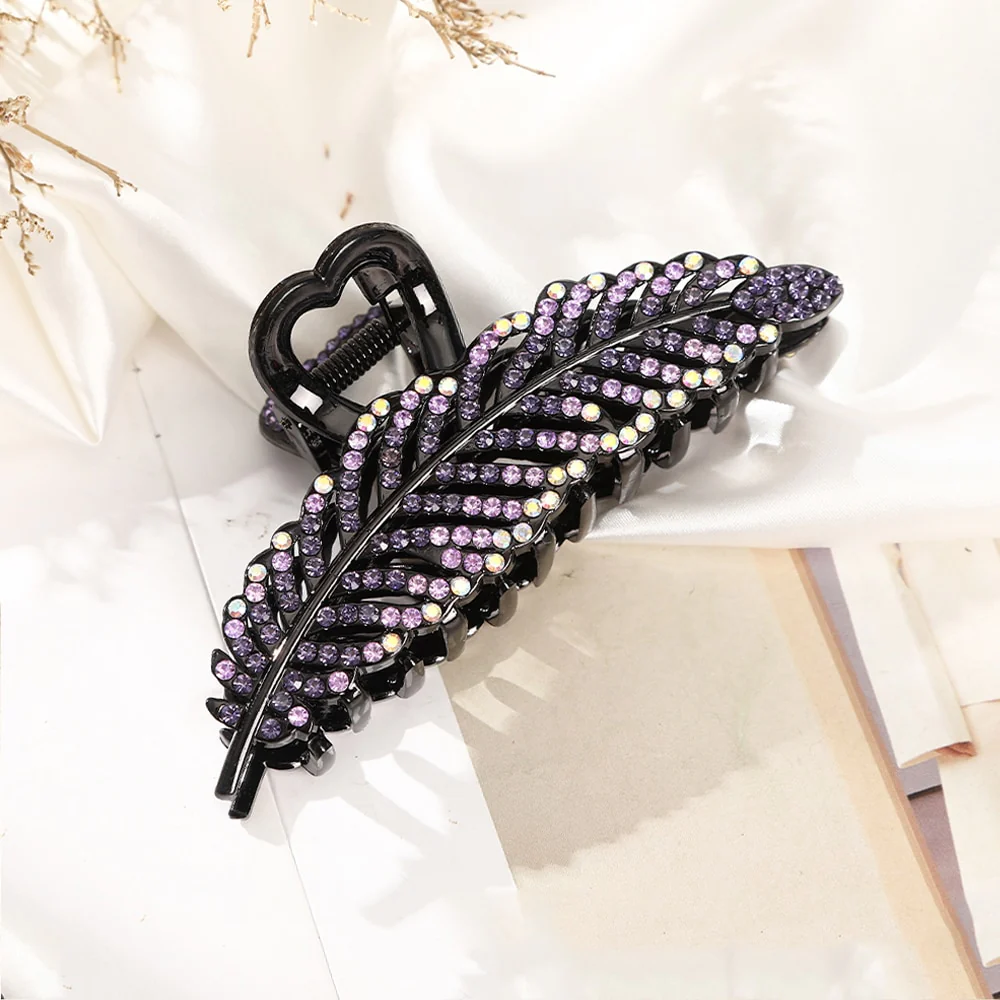 Rhinestone Leave heart Hair Claw - Image 10