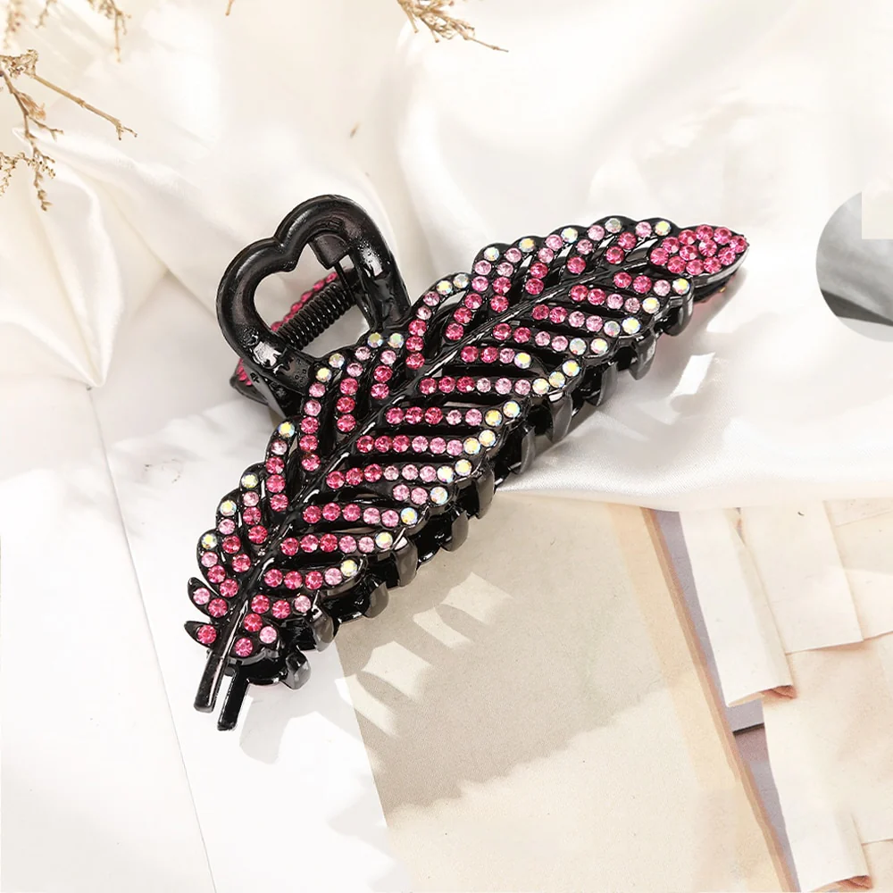 Rhinestone Leave heart Hair Claw - Image 13
