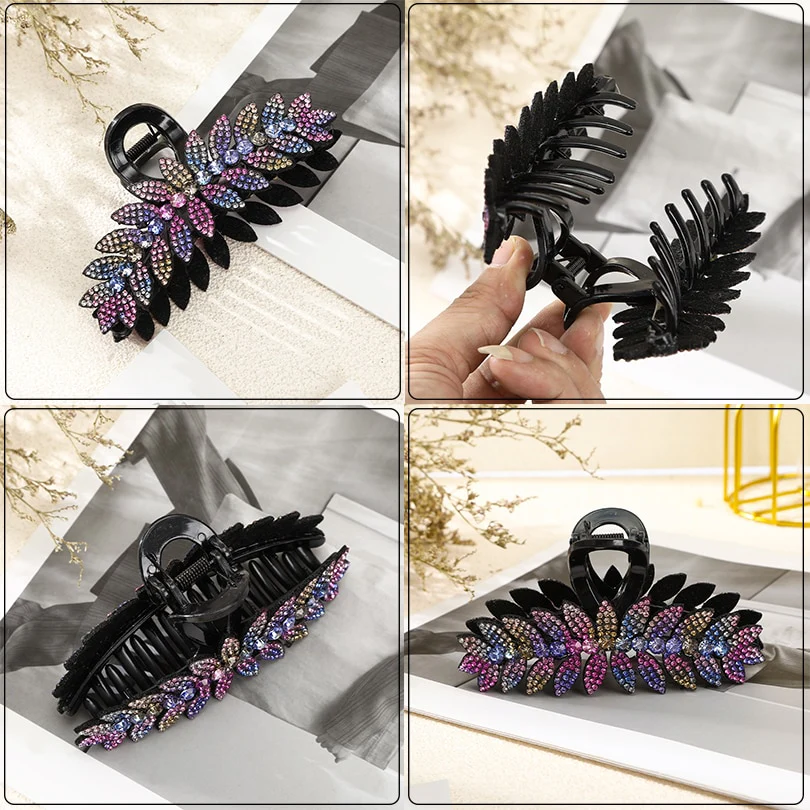 Rhinestone Leave heart Hair Claw - Image 16