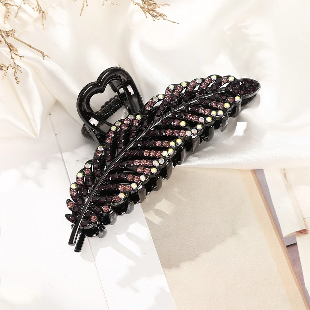 Rhinestone Leave heart Hair Claw - Image 2