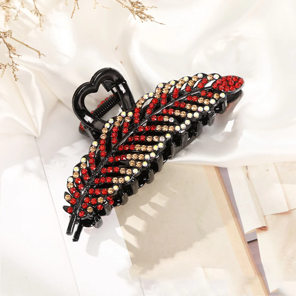 Rhinestone Leave heart Hair Claw - Image 3