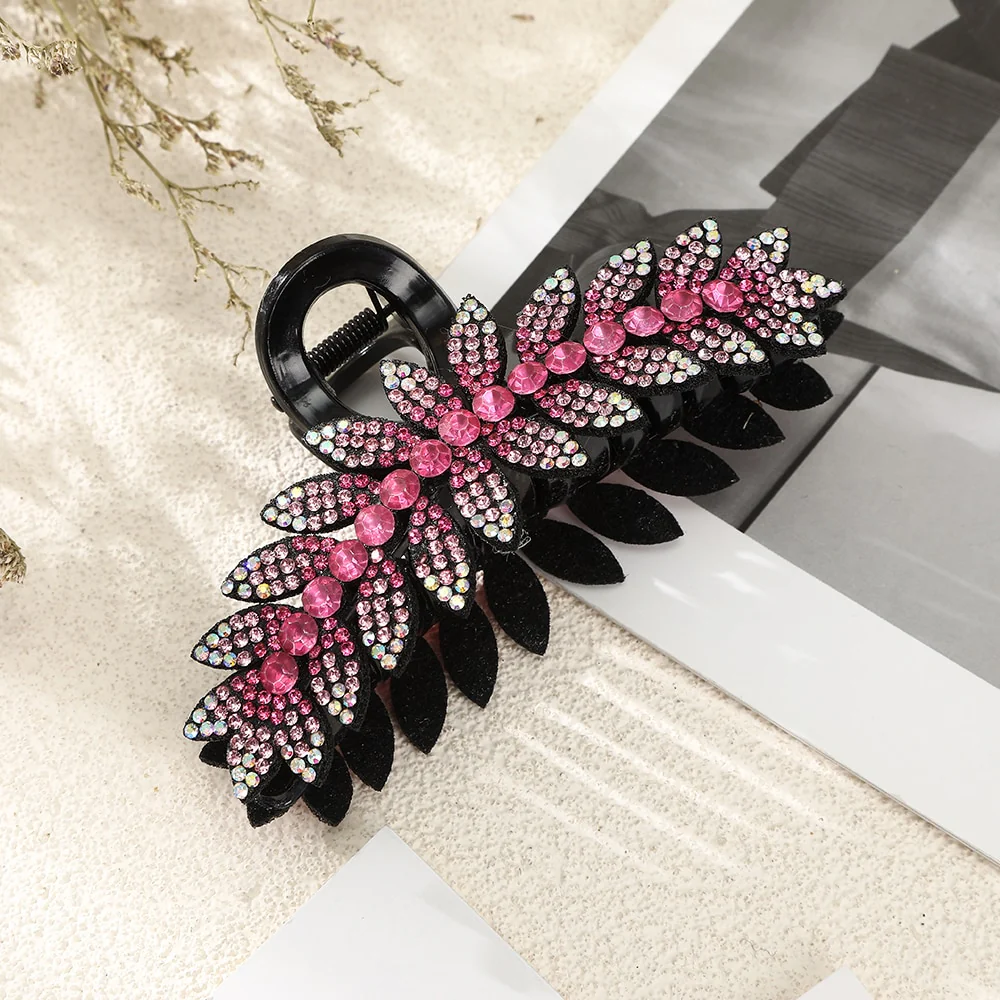 Rhinestone Leave heart Hair Claw - Image 4
