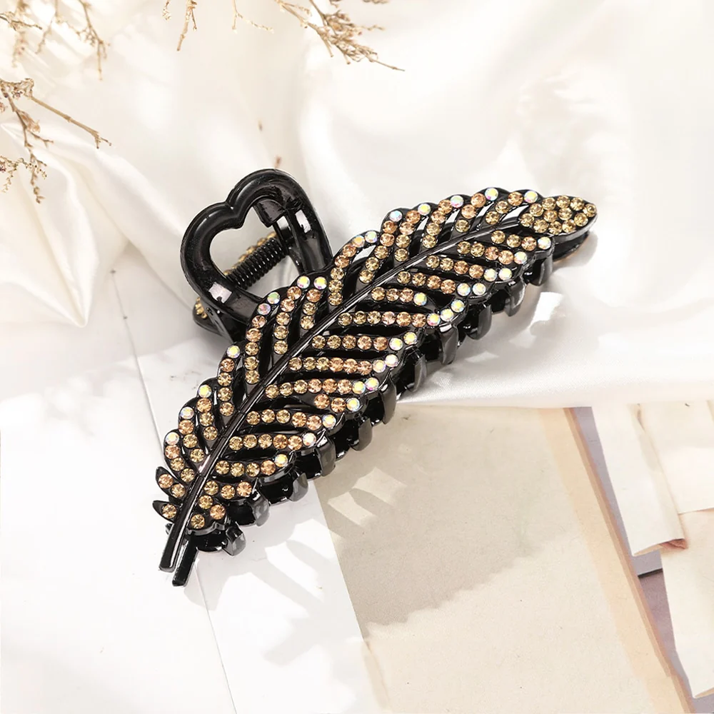 Rhinestone Leave heart Hair Claw - Image 5