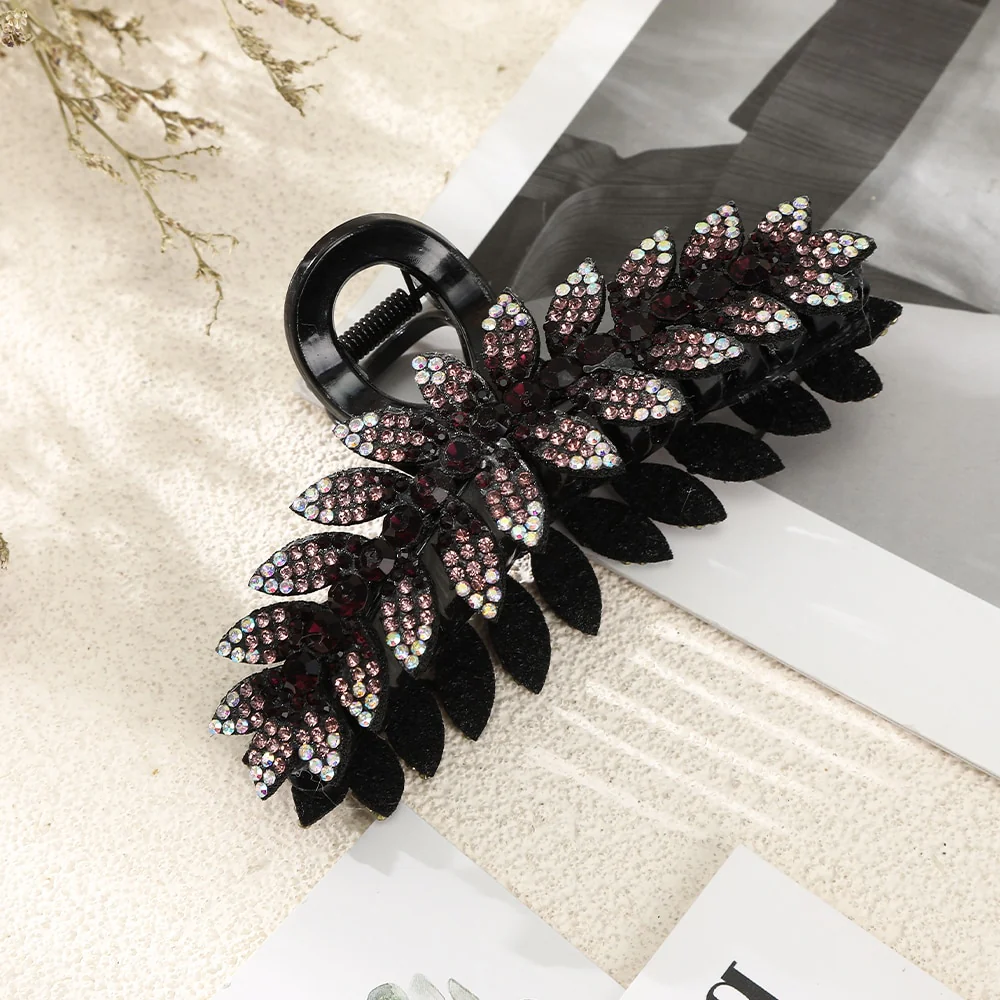 Rhinestone Leave heart Hair Claw - Image 6