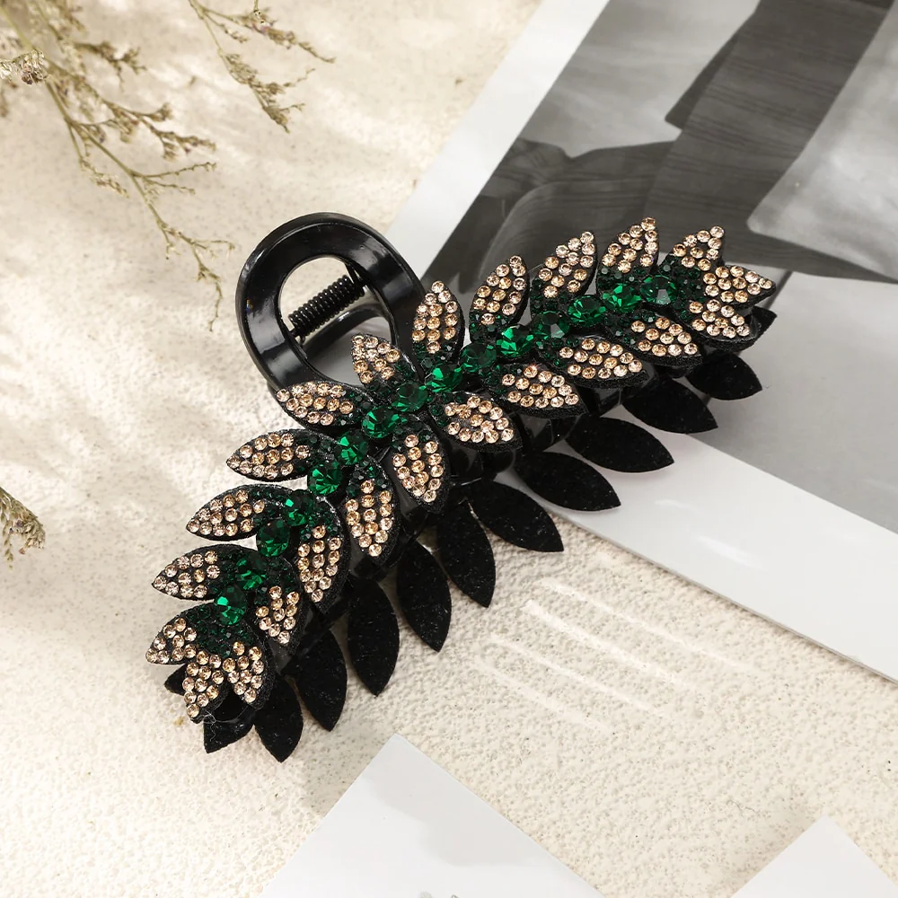 Rhinestone Leave heart Hair Claw - Image 7