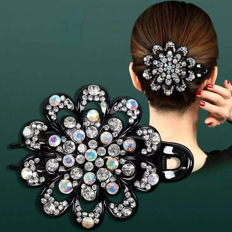 Rhinestones Flower Hair Clip - Image 11
