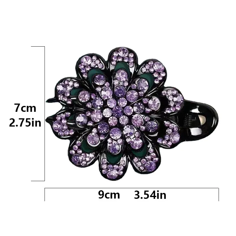 Rhinestones Flower Hair Clip - Image 4