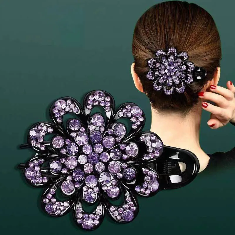 Rhinestones Flower Hair Clip - Image 6