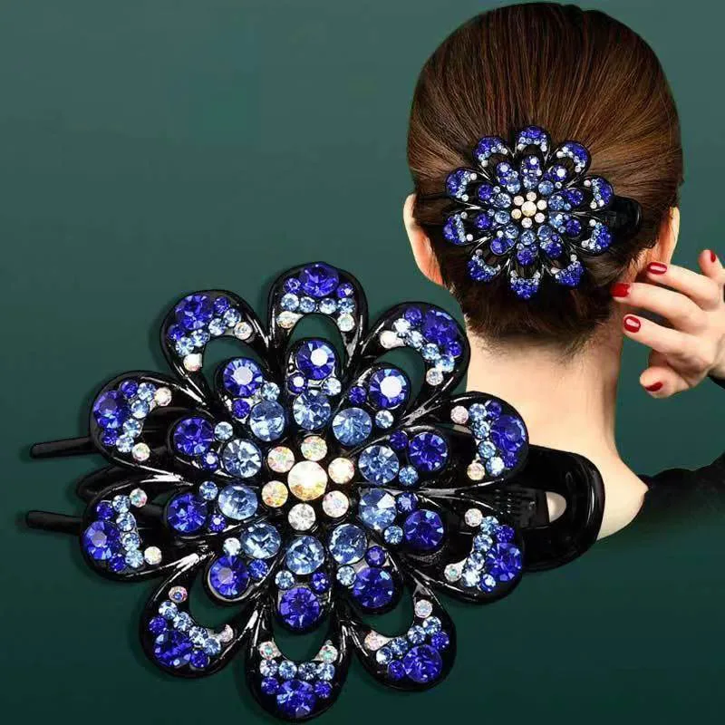 Rhinestones Flower Hair Clip - Image 9