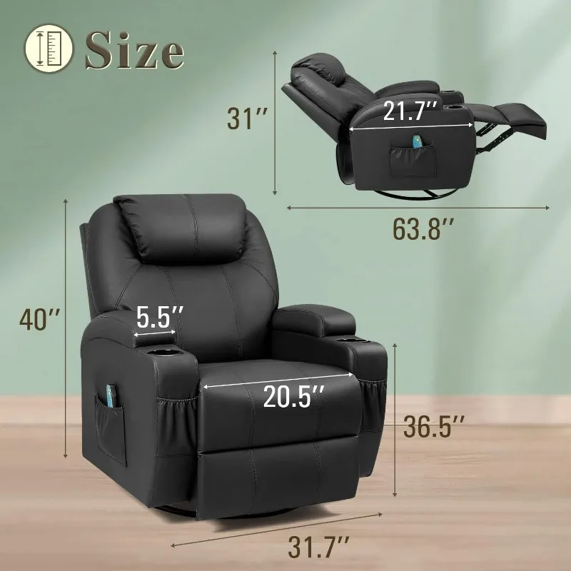 Rocking Recliner Sofa Chair with Massage and Heating - Image 3