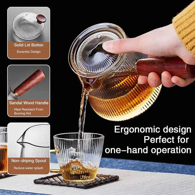 Sandalwood Serenity: Glass Teapot with Removable Infuser - Image 4