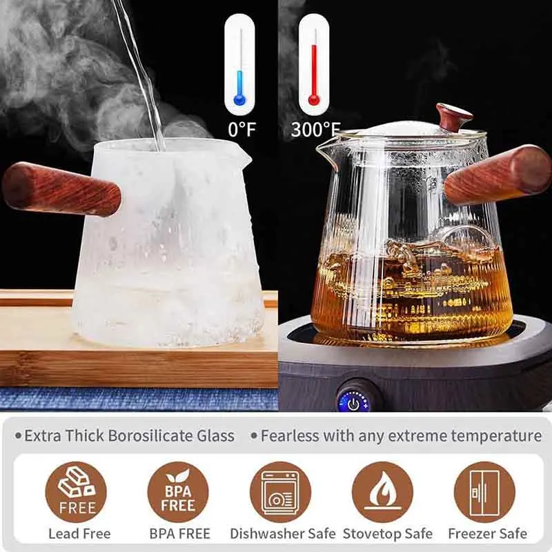 Sandalwood Serenity: Glass Teapot with Removable Infuser - Image 5