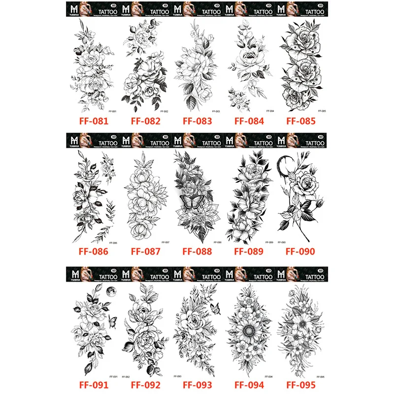 Sexy Black Large Snake Flower Fake Tattoo Stickers - Image 5