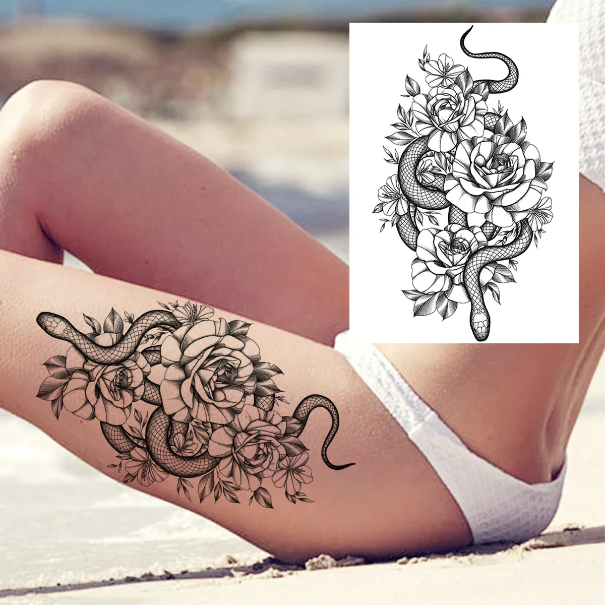 Sexy Flower Temporary Tattoos - Image 12