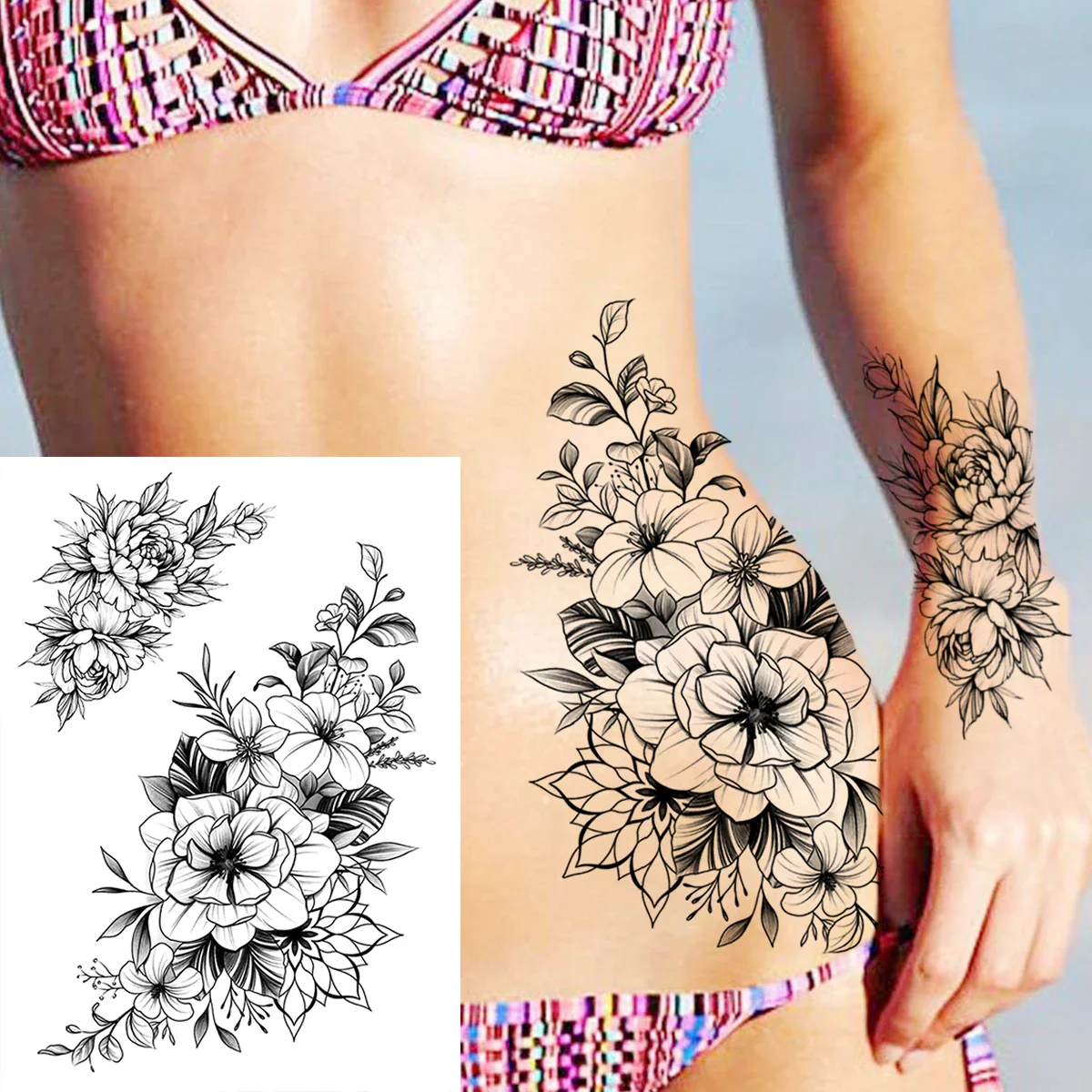 Sexy Flower Temporary Tattoos - Image 23