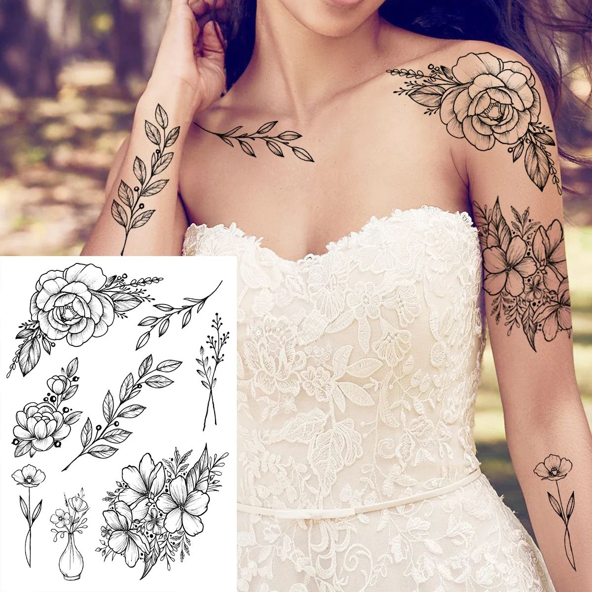 Sexy Flower Temporary Tattoos - Image 25