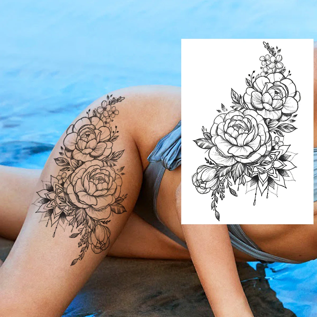 Sexy Flower Temporary Tattoos - Image 30