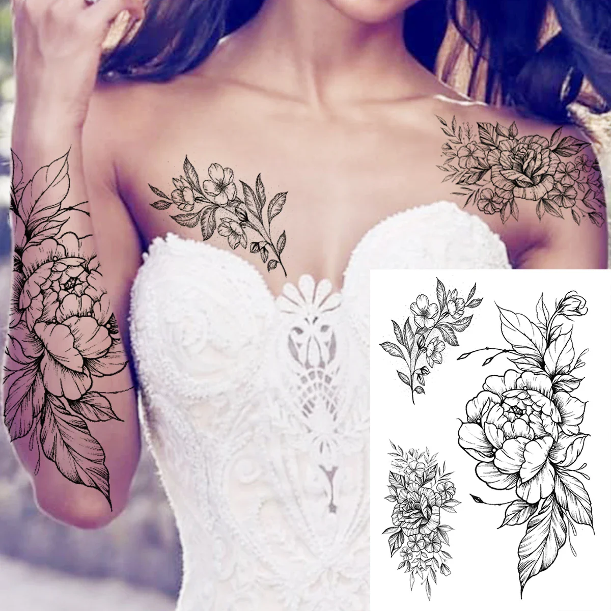 Sexy Flower Temporary Tattoos - Image 31