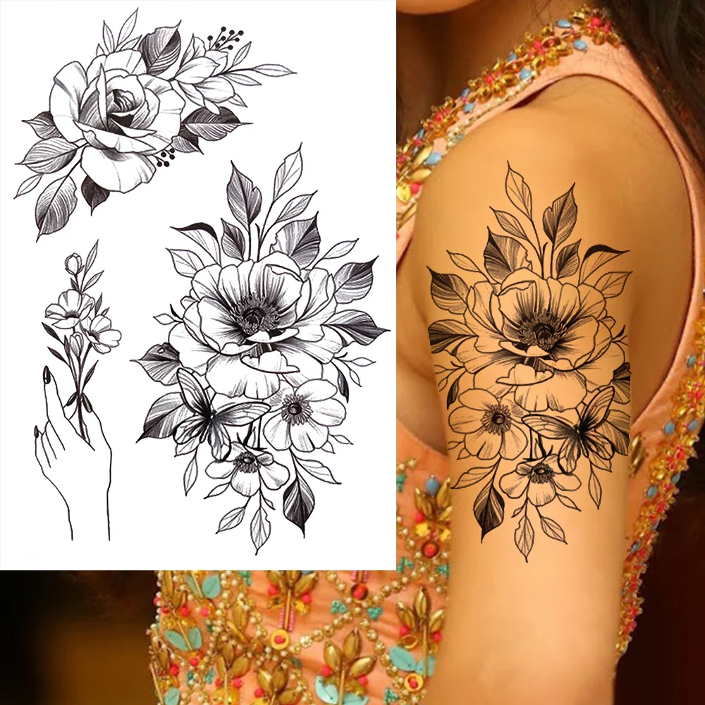 Sexy Flower Temporary Tattoos - Image 36