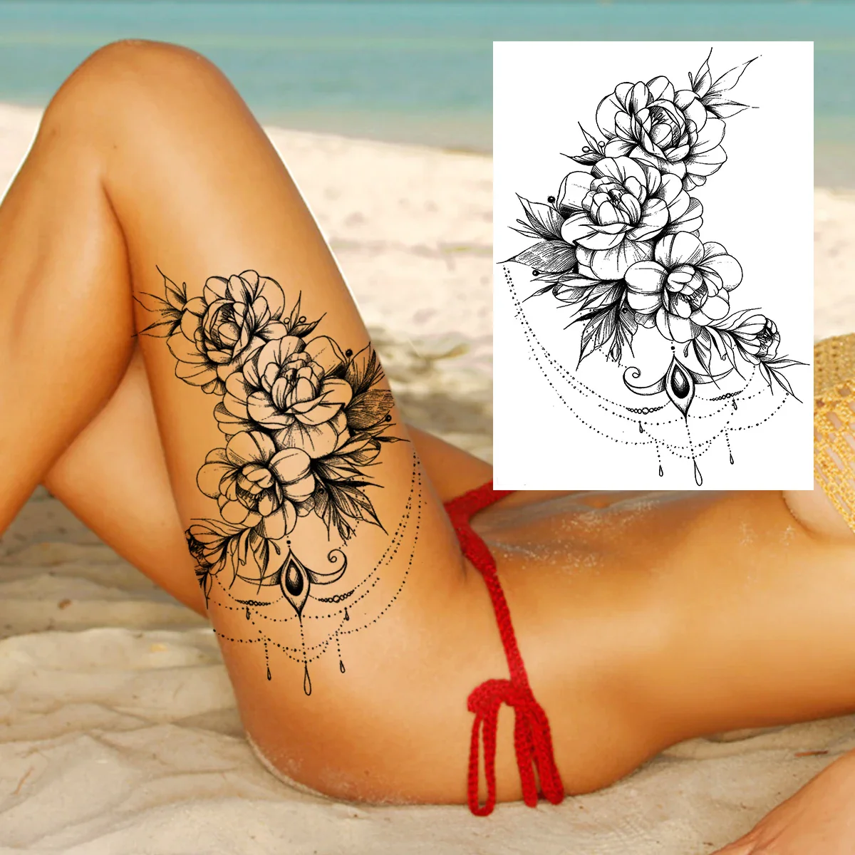 Sexy Flower Temporary Tattoos - Image 39