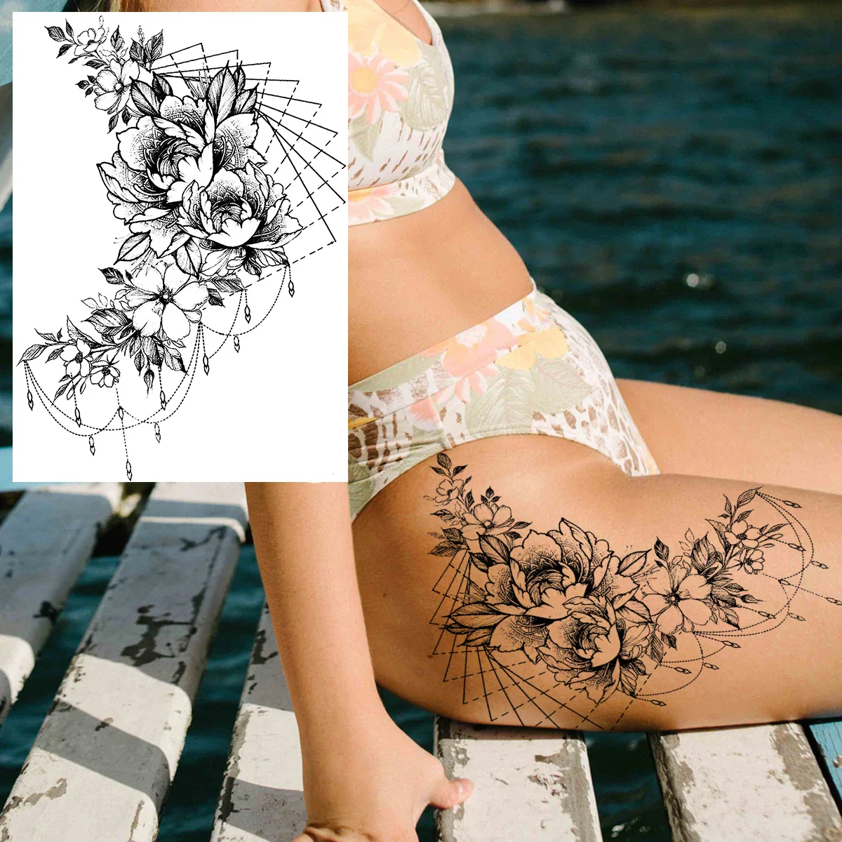 Sexy Flower Temporary Tattoos - Image 40