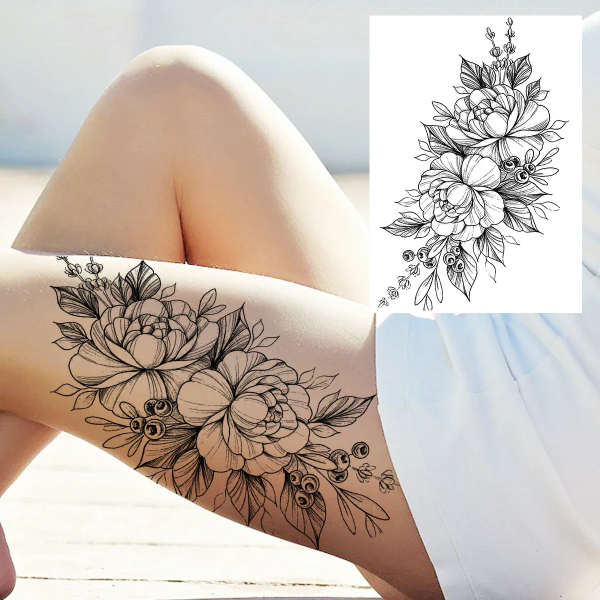Sexy Flower Temporary Tattoos - Image 56