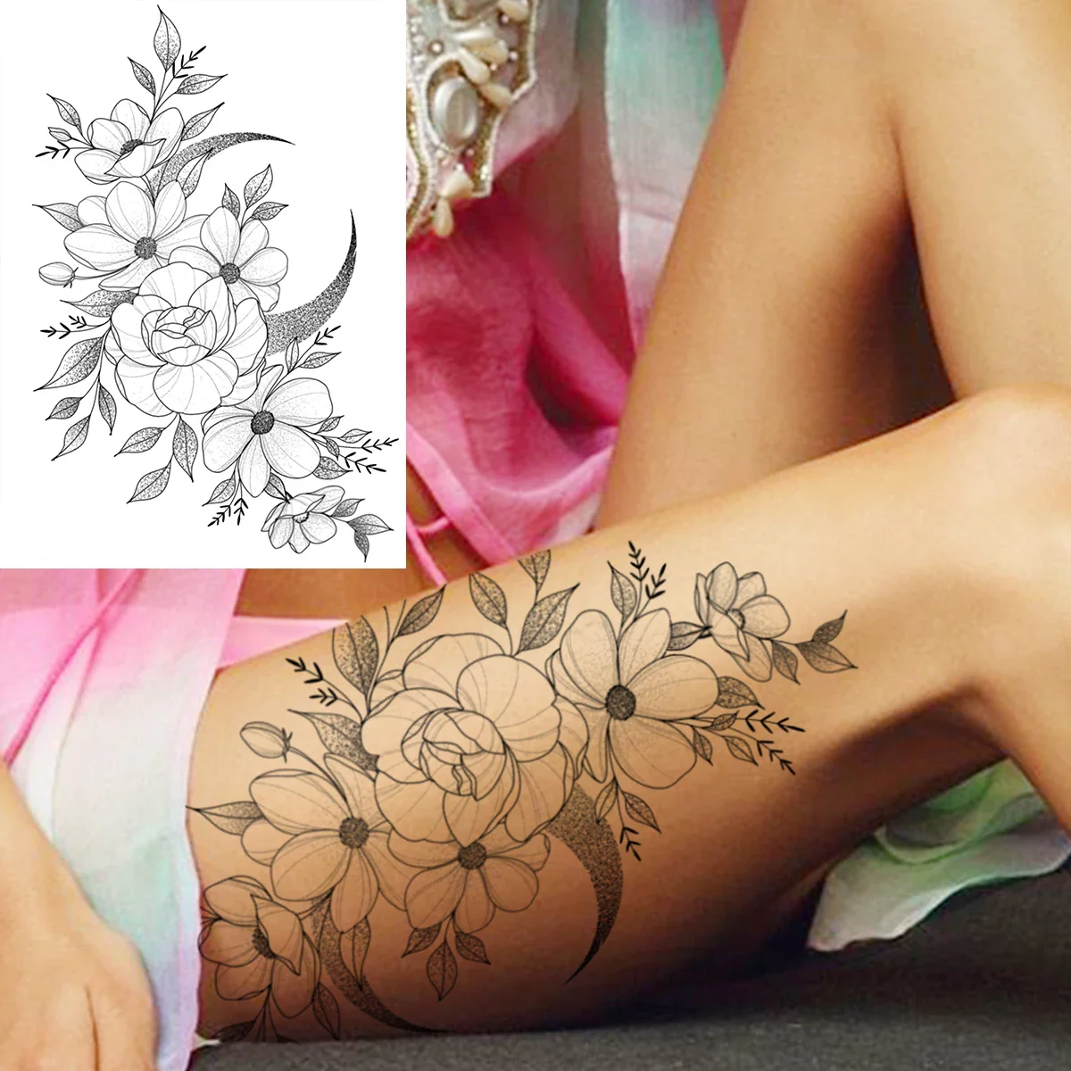 Sexy Flower Temporary Tattoos - Image 57