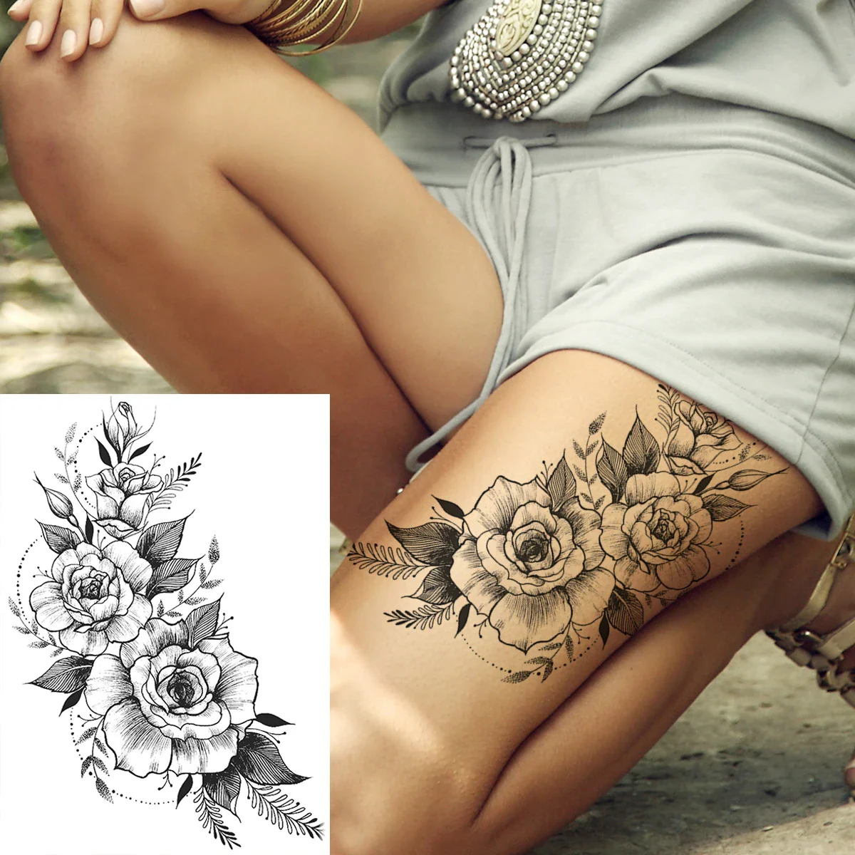 Sexy Flower Temporary Tattoos - Image 9
