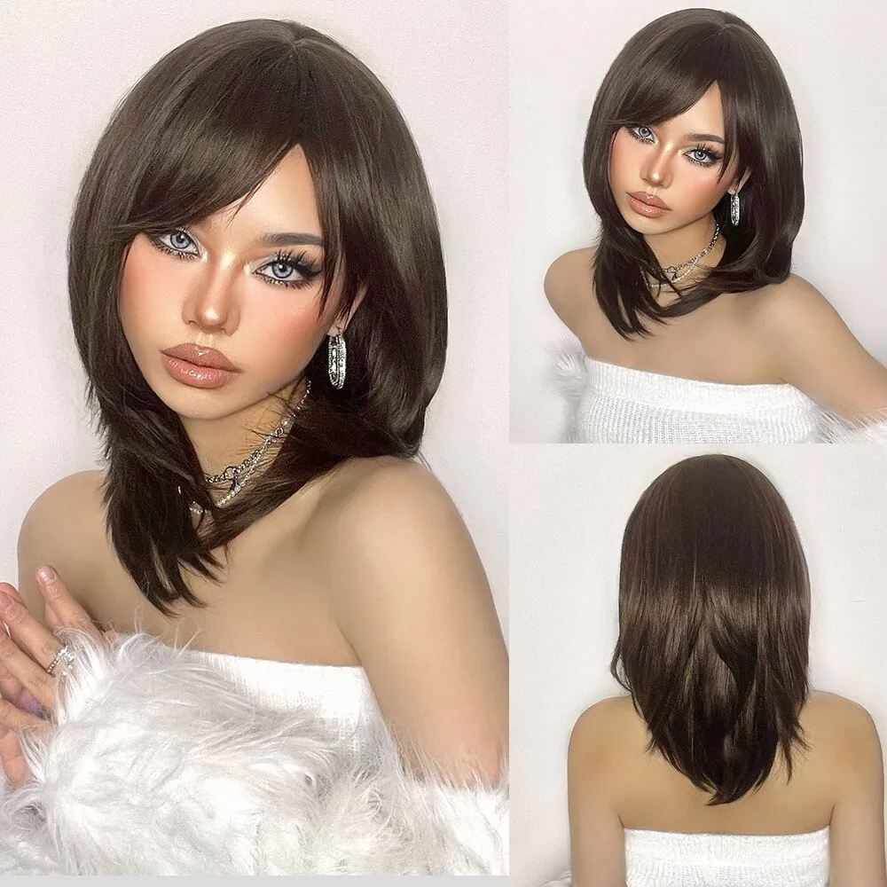 Short to Medium Layered Cut Hair Wig - Image 11