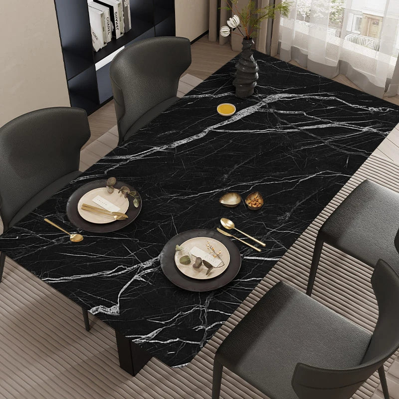 Silver Mist Marble: Premium PVC Leather Dining Table Mats - Image 14