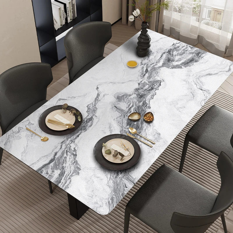 Silver Mist Marble: Premium PVC Leather Dining Table Mats - Image 20