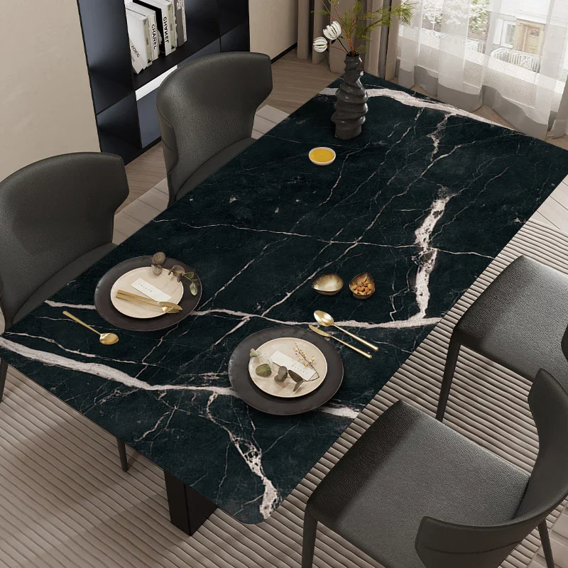 Silver Mist Marble: Premium PVC Leather Dining Table Mats - Image 9