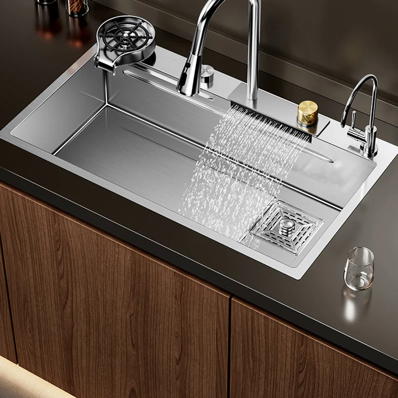 Silver Nano 304 Stainless Steel Kitchen Waterfall Sink - Image 25