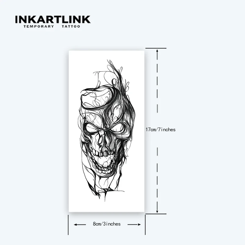 Skull Temporary Tattoo Sticker - Image 4