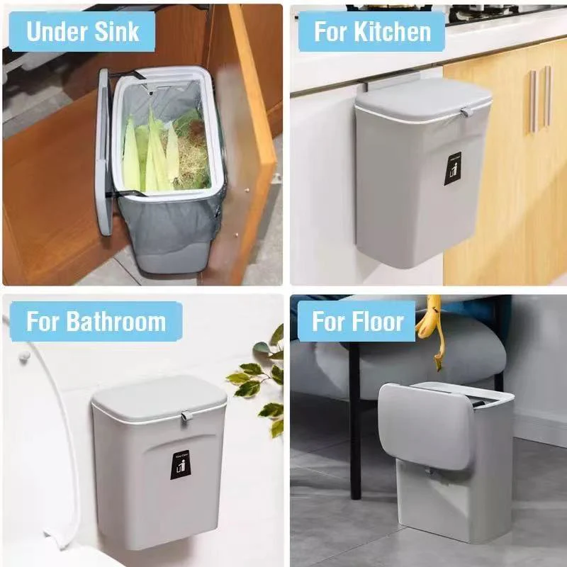 Sliding Lid Hanging Kitchen Trash Can - Image 10