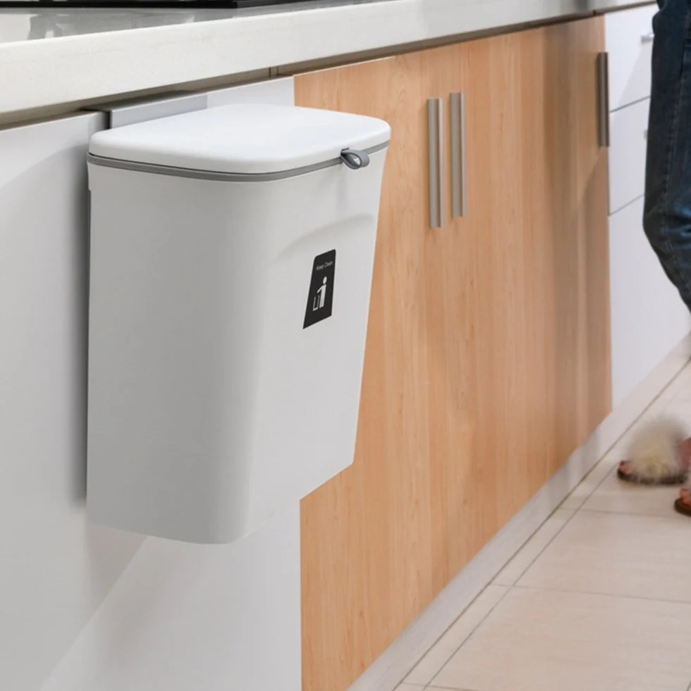 Sliding Lid Hanging Kitchen Trash Can - Image 11