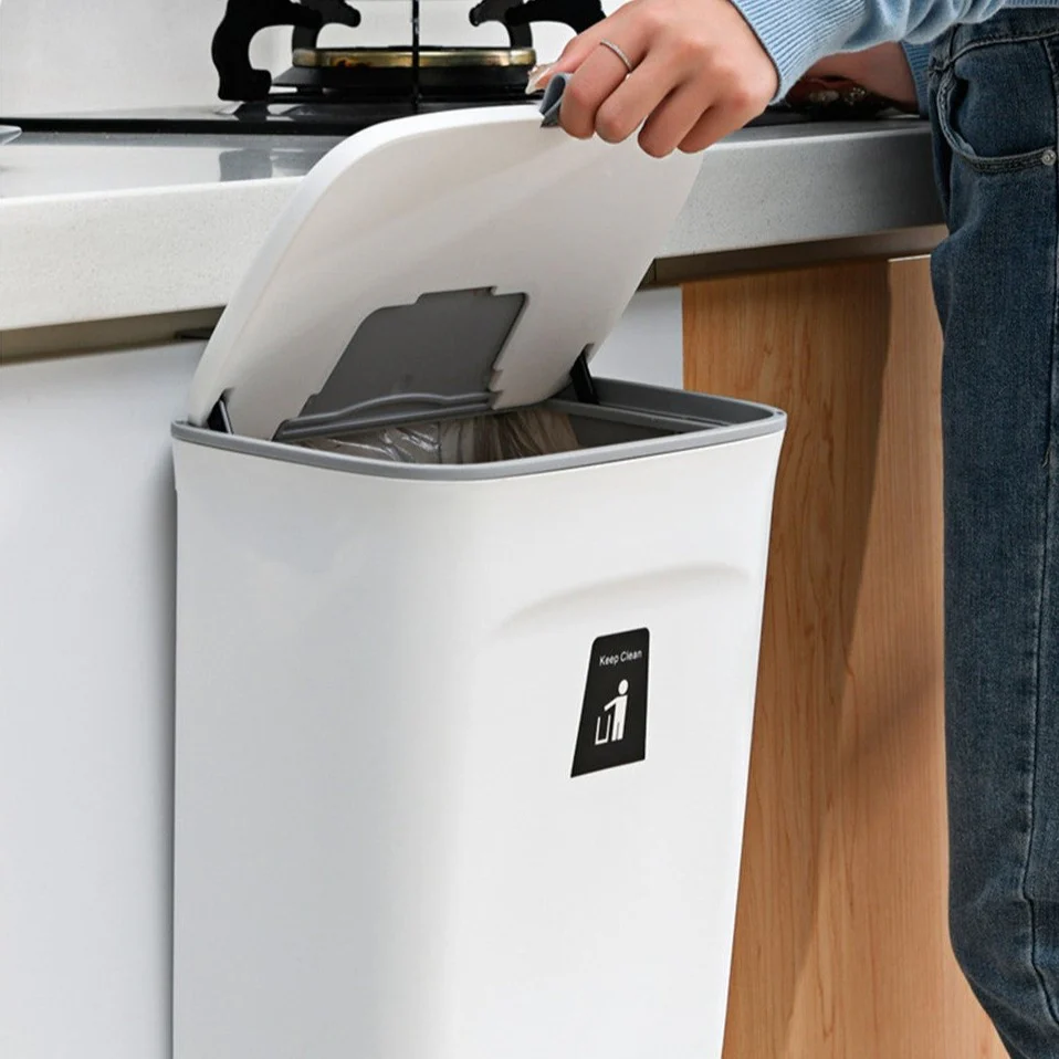 Sliding Lid Hanging Kitchen Trash Can - Image 12