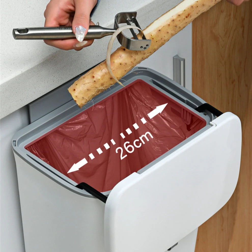 Sliding Lid Hanging Kitchen Trash Can - Image 15
