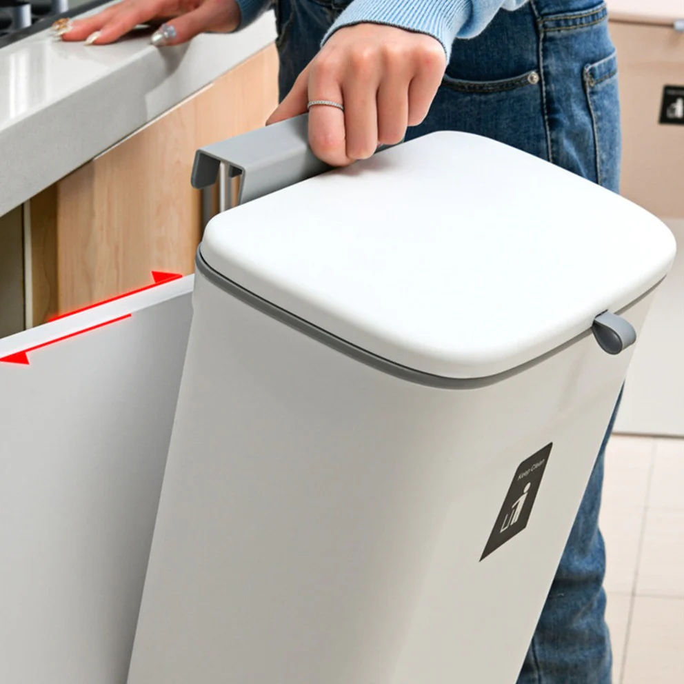 Sliding Lid Hanging Kitchen Trash Can - Image 16
