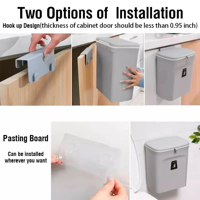Sliding Lid Hanging Kitchen Trash Can - Image 6