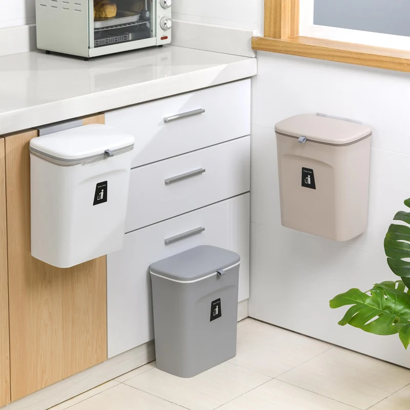 Sliding Lid Hanging Kitchen Trash Can - Image 8