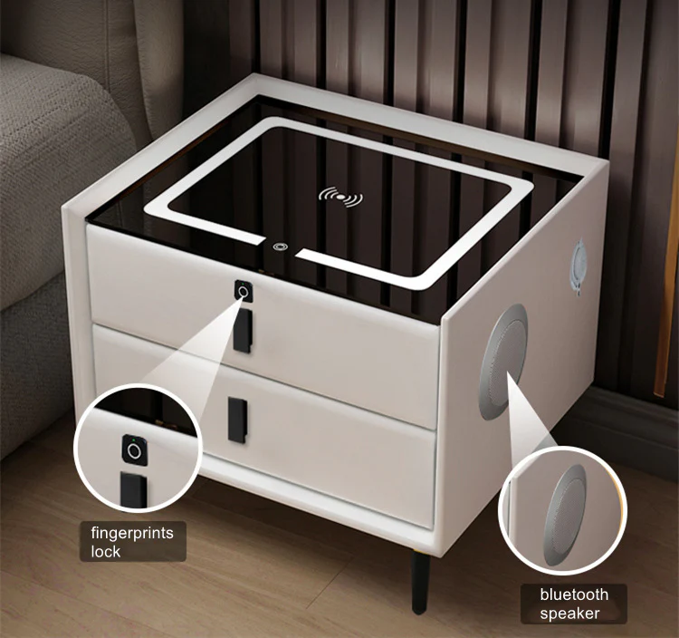 Smart Bedside with Phone Wireless Charger Light Speaker - Image 17