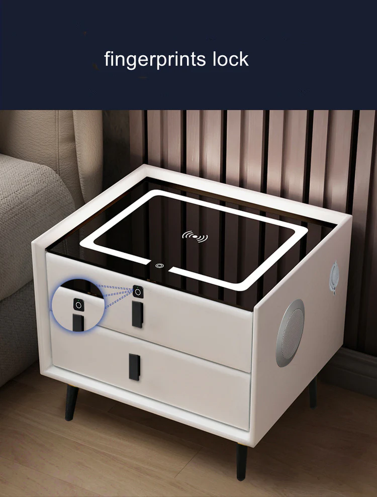 Smart Bedside with Phone Wireless Charger Light Speaker - Image 19