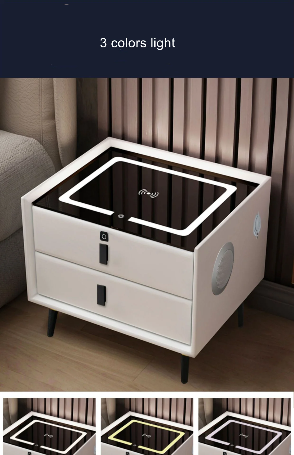 Smart Bedside with Phone Wireless Charger Light Speaker - Image 21