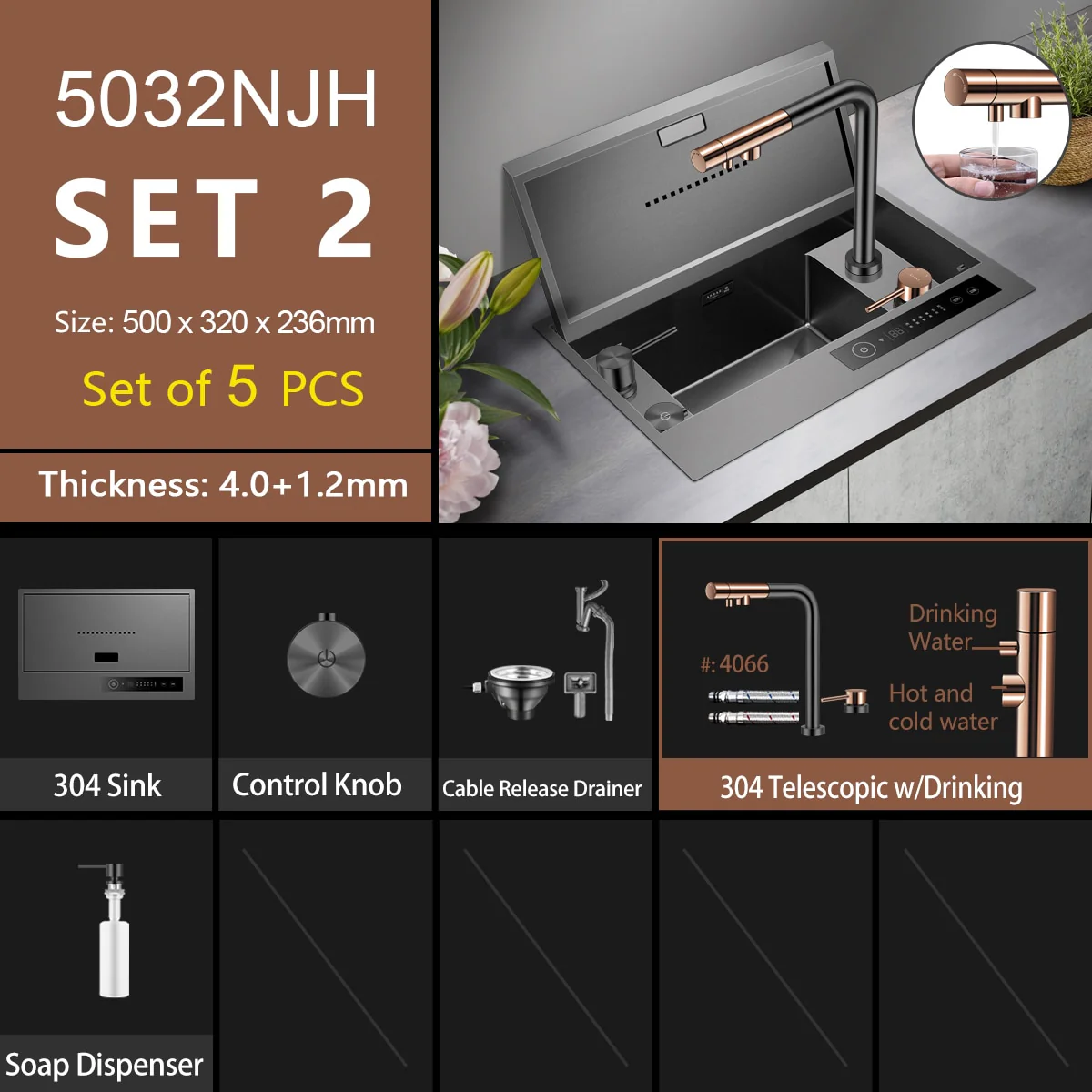 Smart Washing Bowl Hidden Kitchen Sink - Image 2